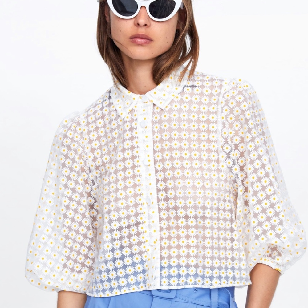 Zara Sunflower Sheer Blouse
